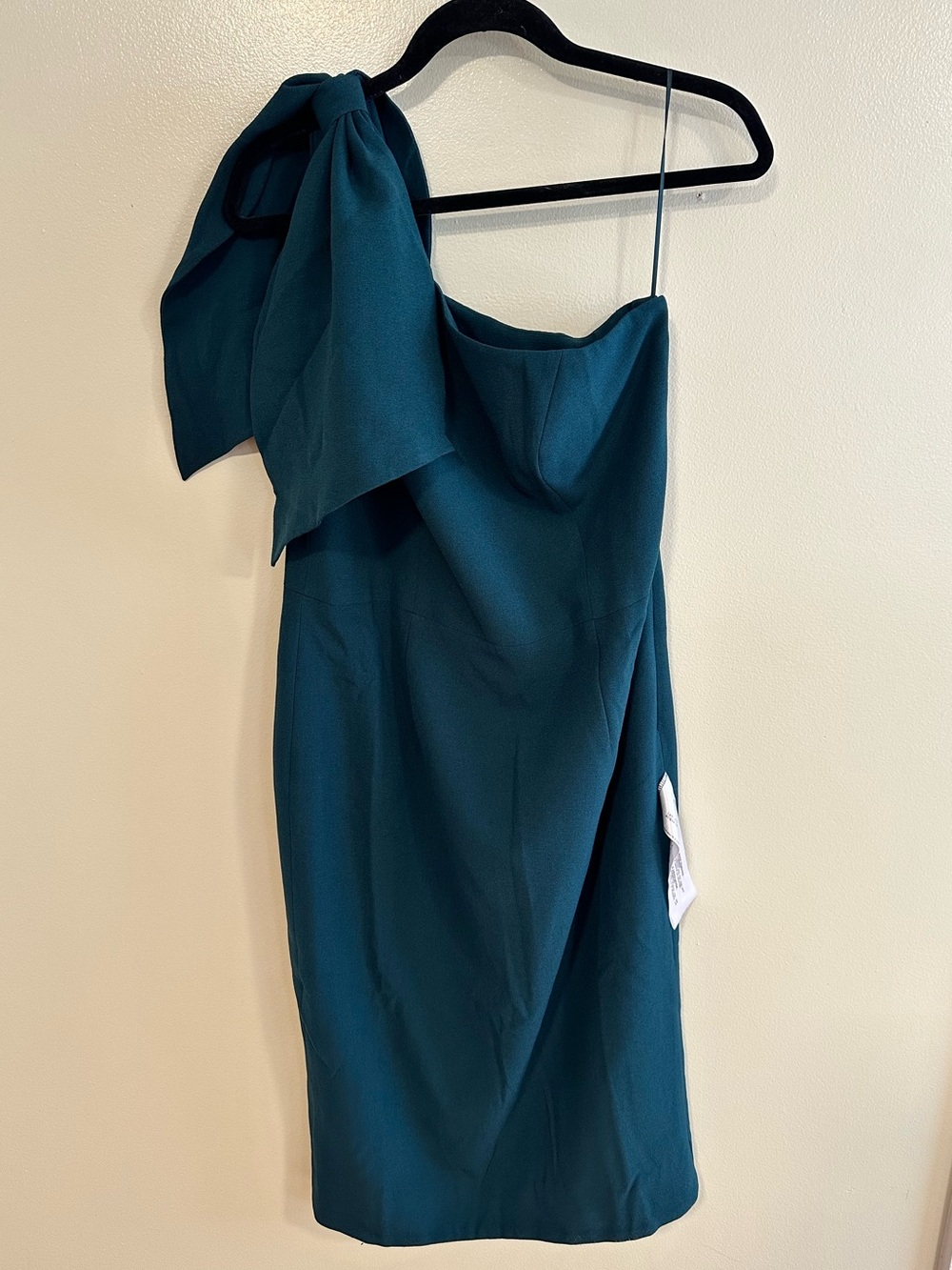 Dress the Population Tiffany One Shoulder Bow Cocktail Dress Pine Green XL NWT